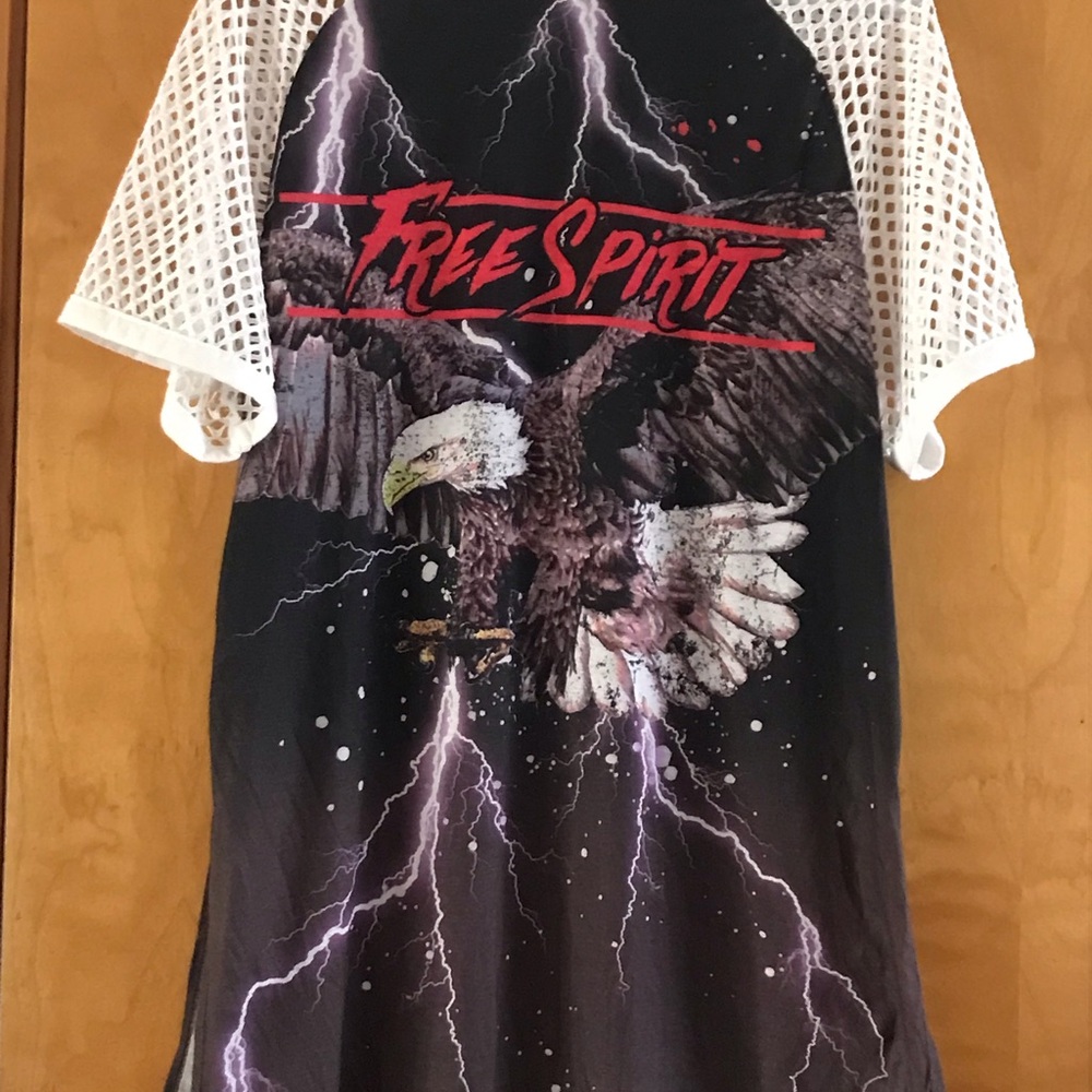 Fashion Nova Free Spirit Eagle Tee - Black and White